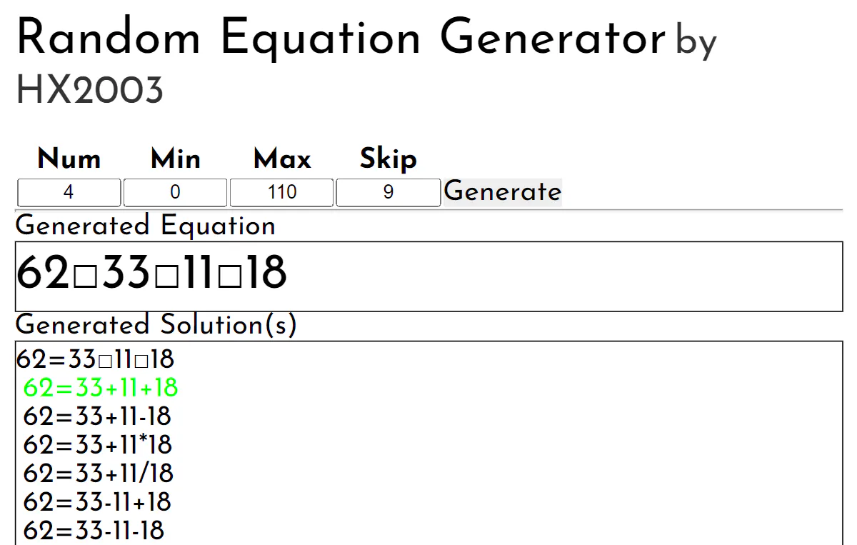 Random Equation Generator